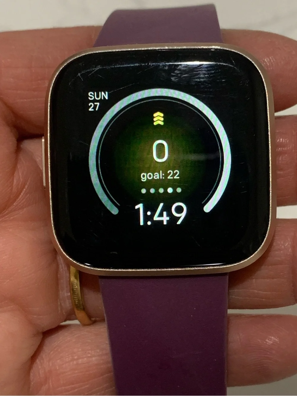 fitbit Versa 2 Plum Silicone Smartwatch with Rose Gold Case